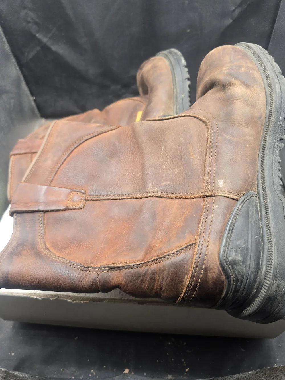 Men's Brown Leather Pull-On Work Boots